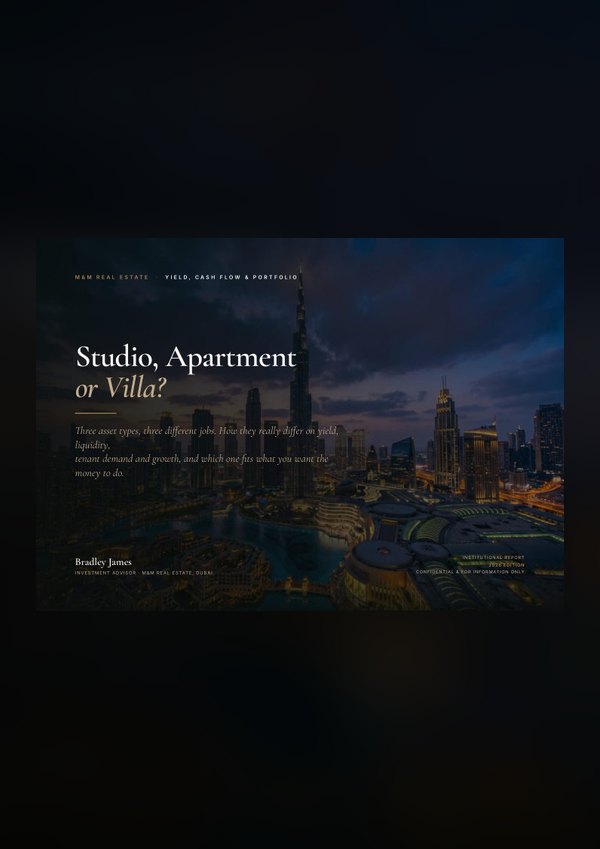 Studio, Apartment or Villa? &mdash; Dubai investment guide cover