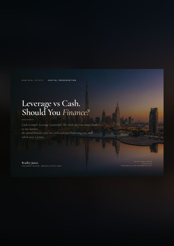 Leverage vs Cash &mdash; Dubai investment guide cover